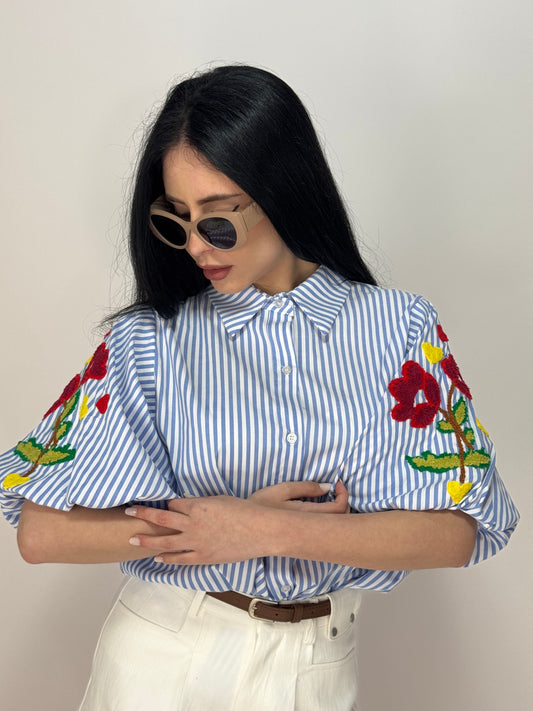 CAMICIA RIGHE E FIORI