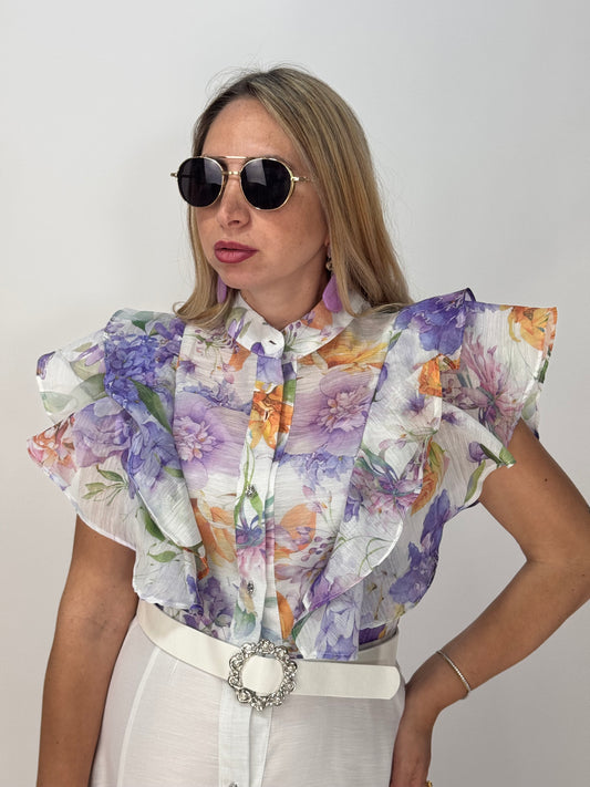 CHEMISIER FIORI VIOLA