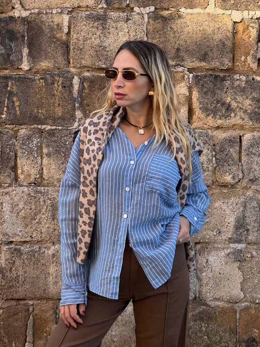 CAMICIA AZZURRA A RIGHE MALLORY