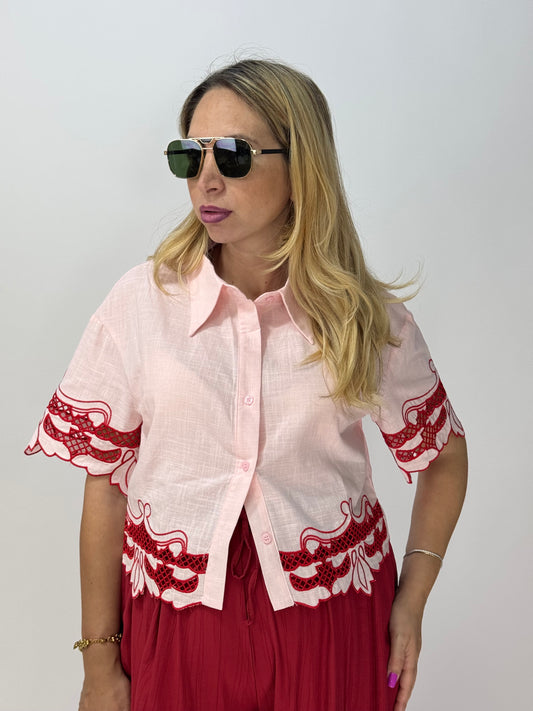 CAMICIA ORNELLA PIZZO CILIEGIA