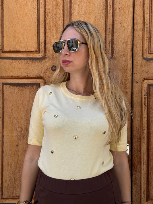 MAGLIONCINO GIALLO CUORI BOMBATI