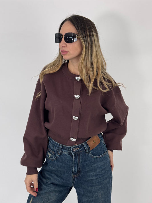 CARDIGAN CUORI BOMBATI CHOCO