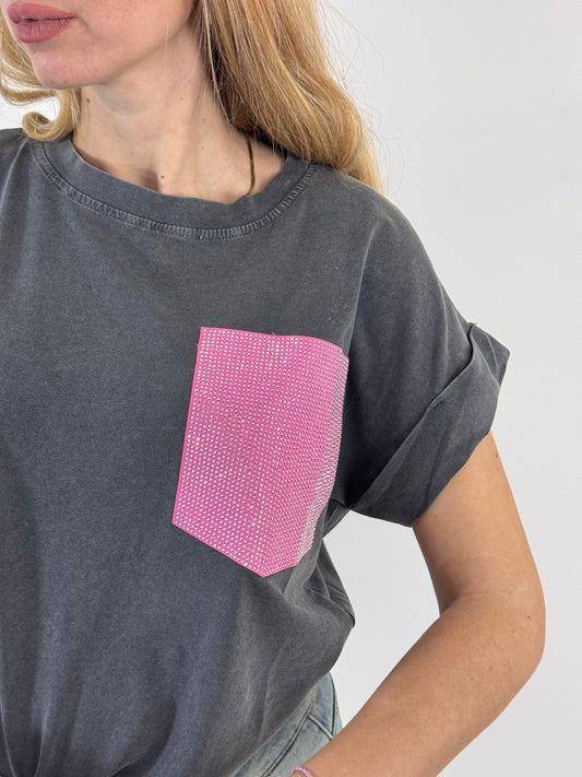 T-SHIRT MIREA TASCA BRILLANTINATA