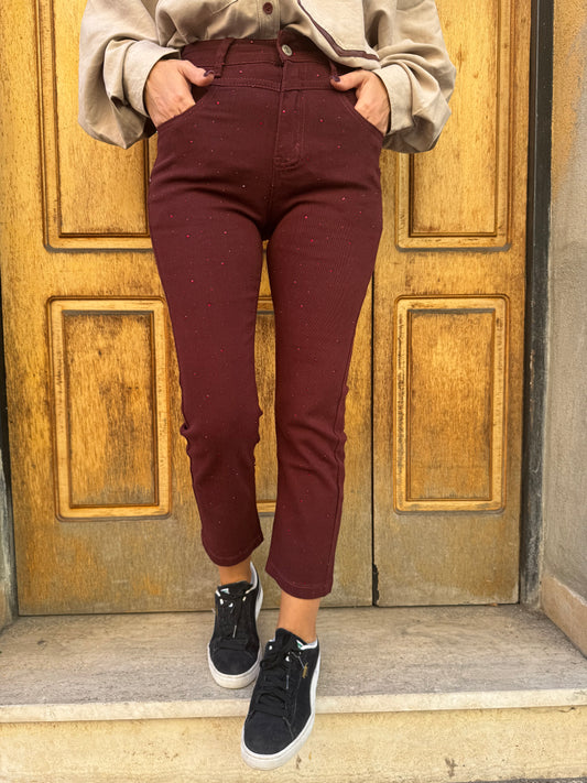 JEANS BORDEAUX BRILLANTINATO