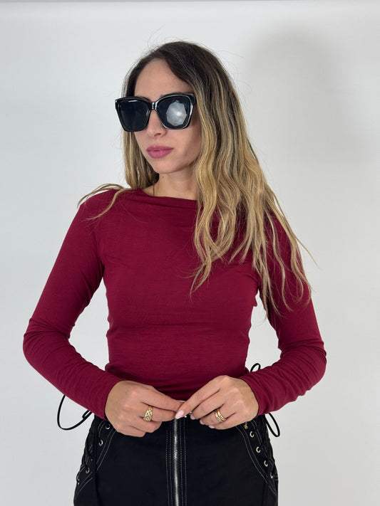 MAGLIA SCOLLO A BARCA BORDEAUX