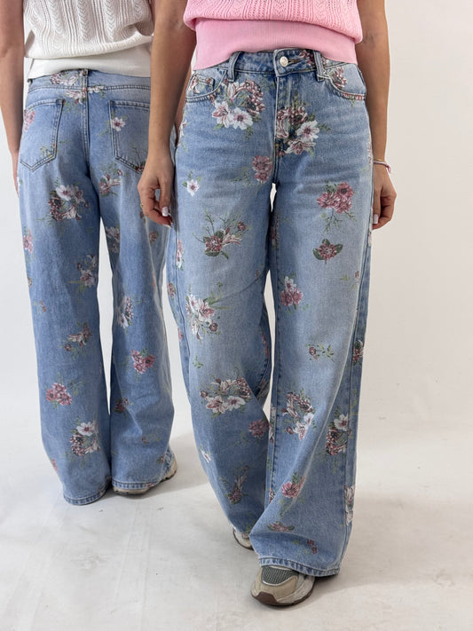 JEANS SERENITY FIORI ROSA