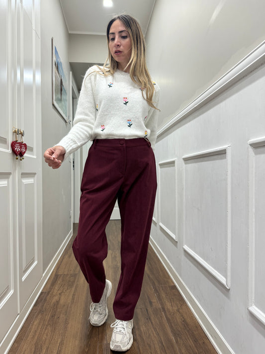 PANTALONE GIULY VELLUTO BORDEAUX