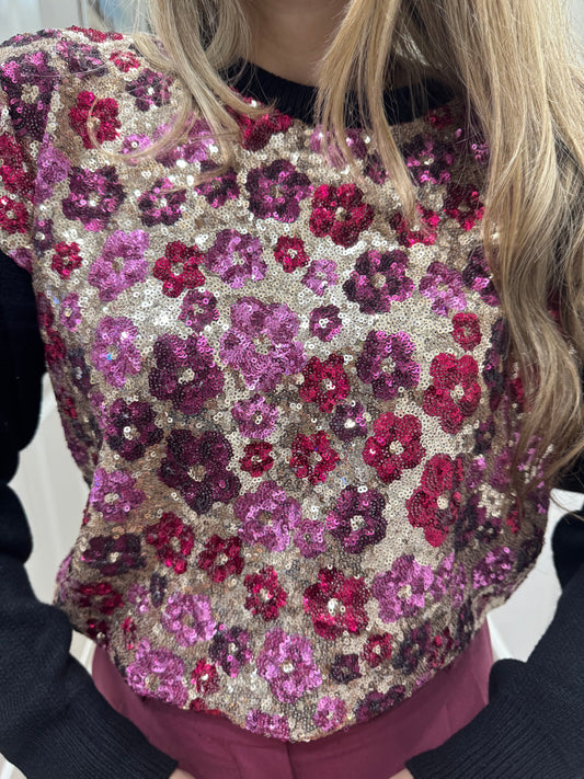 MAGLIONE FIORI D'AUTUNNO NERO