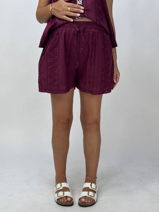 PANTALONCINO BORDEAUX PIZZO SANGALLO