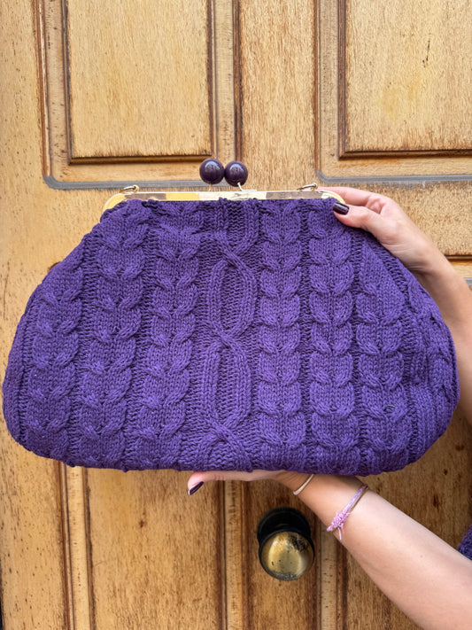 BORSA TRECCE LANA VIOLA
