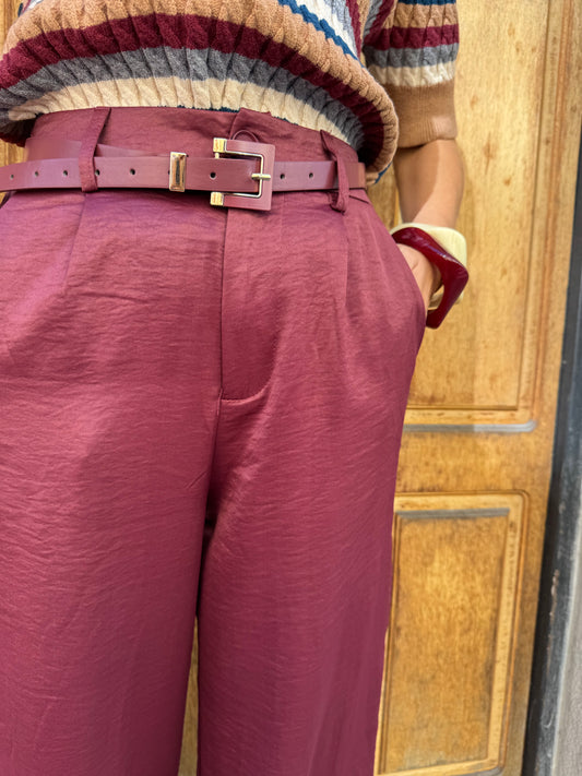 PANTALONE CON CINTURINO  BORGOGNA