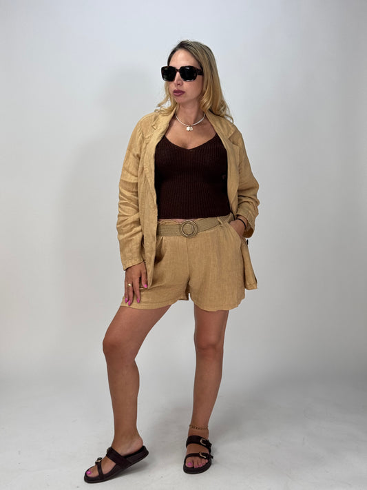 COORDINATO 100% LINO BEIGE