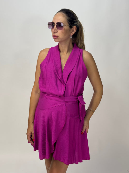 VESTITO A PORTAFOGLIO MAGENTA