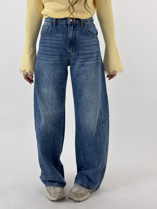 JEANS CUORI IN RILIEVO