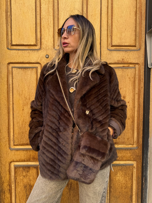 BORSA EFFETTO VISONE CHOCO