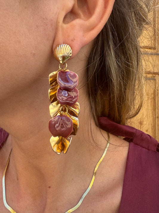 ORECCHINI FOGLIE BORDEAUX