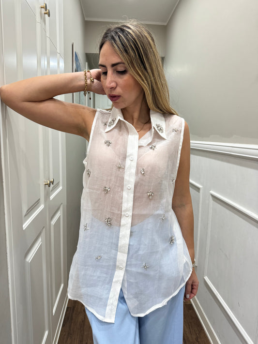 CAMICIA VELATA CON PIETRE