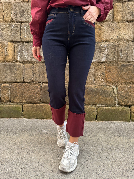 JEANS PIEGONE BORDEAUX