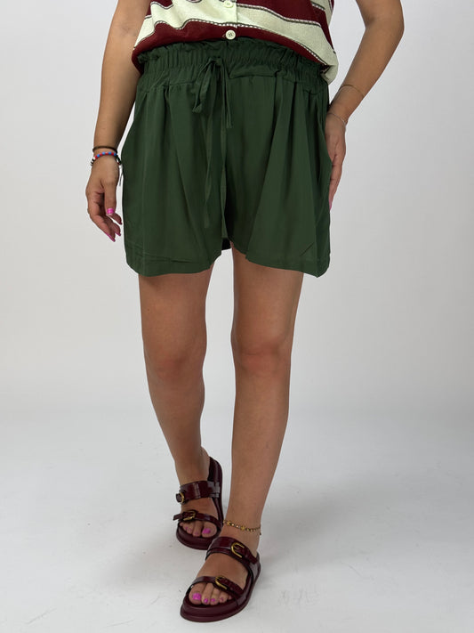 PANTALONCINO HOLLY EFFETTO LINO VERDE