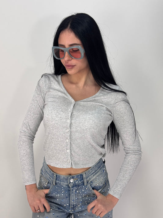 MAGLIA CROP DIANA GRIGIA