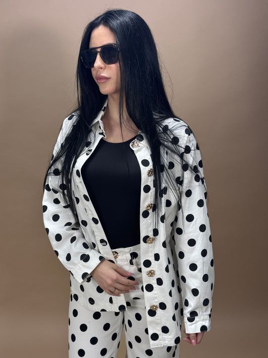 COORDINATO DENIM A POIS