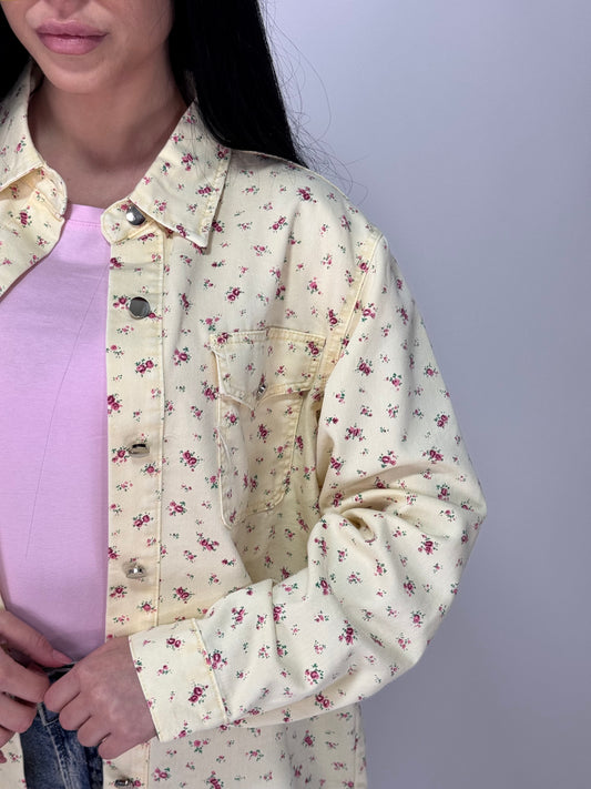 CAMICIONE JEANS FIORI GIALLO