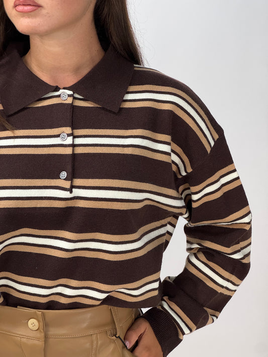 POLO RIGHE CAMMELLO