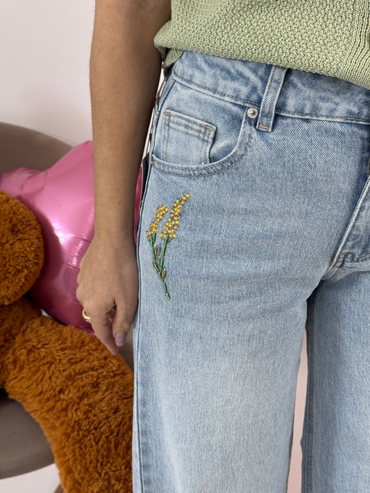 JEANS FIORI DI PAILLETTES