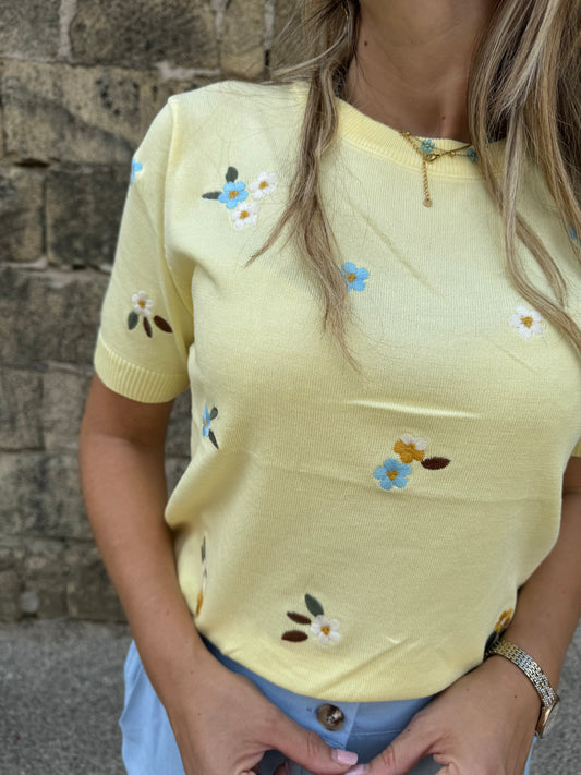 T SHIRT FIORELLINI GIALLO