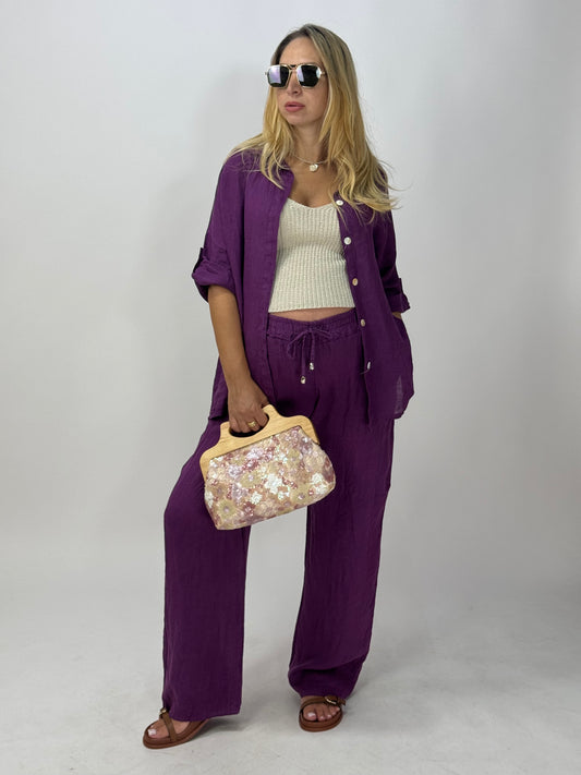 COORDINATO 100% LINO VIOLA