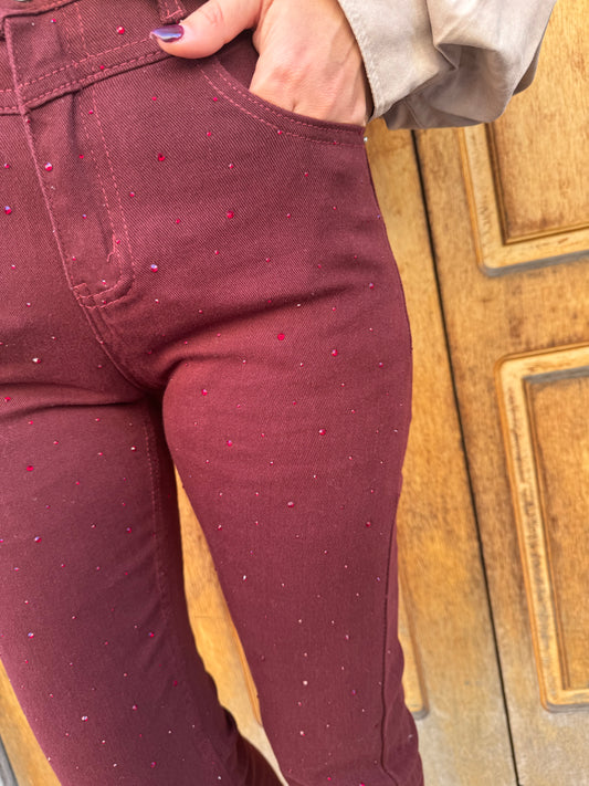 JEANS BORDEAUX BRILLANTINATO