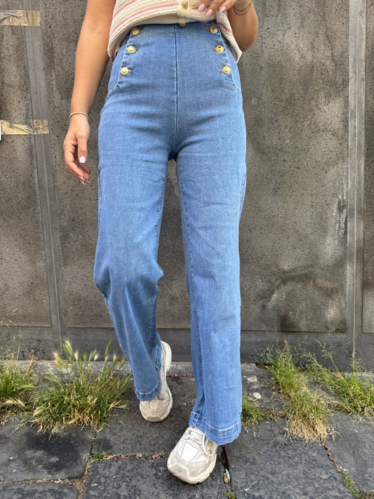 JEANS BOTTONI LATERALI