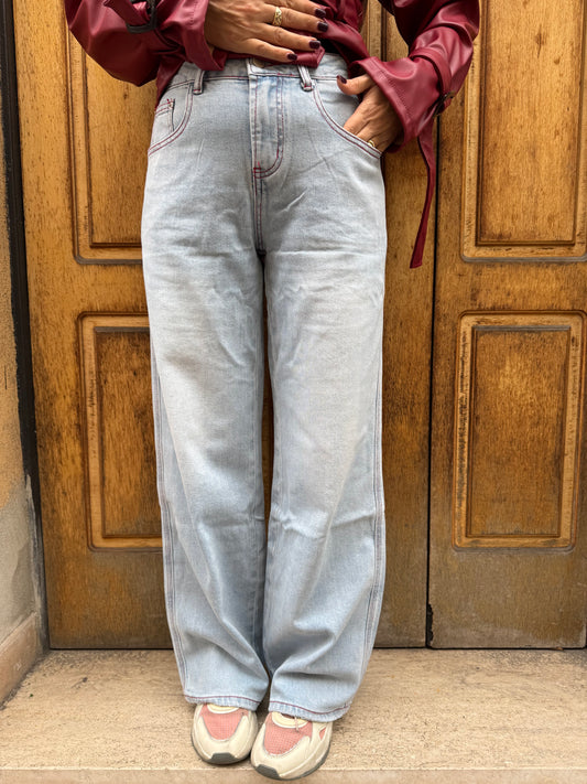 JEANS CUCITURE ROSSE