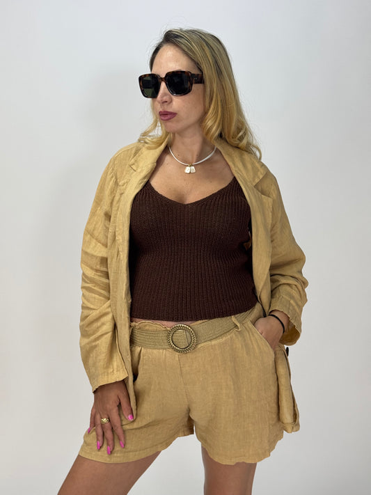 COORDINATO 100% LINO BEIGE