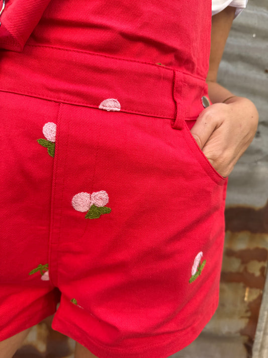 SALOPETTE DENIM ROSSA*