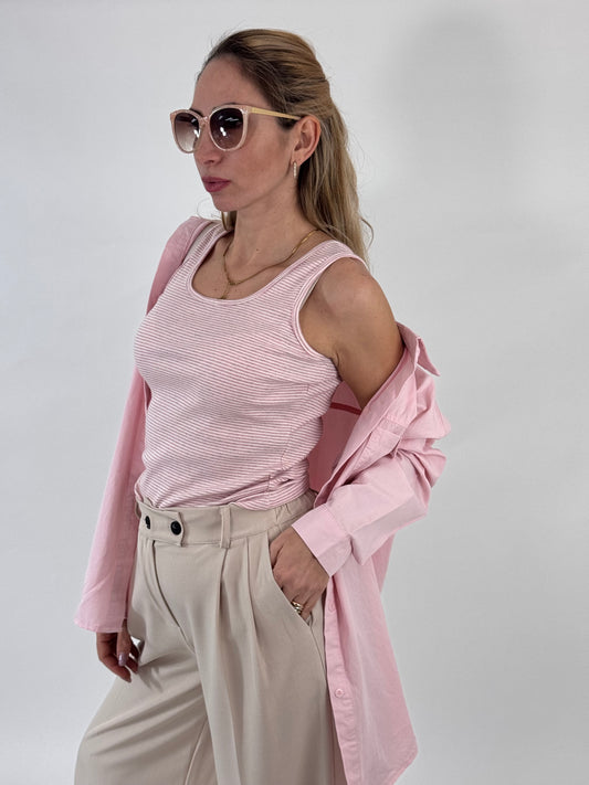 CAMICIA + CANOTTA A RIGHE ROSA