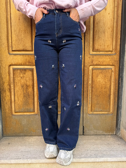JEANS FIORELLINI DI PERLINE