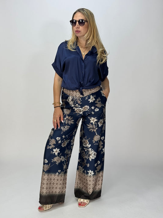 COORDINATO FIORI VINTAGE BLU*PREORDINE
