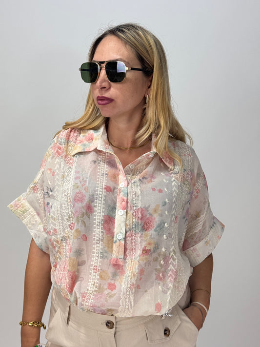CAMICIA RICAMI E FIORI