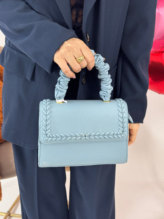 BORSA INTRECCIO CELLY AZZURRA