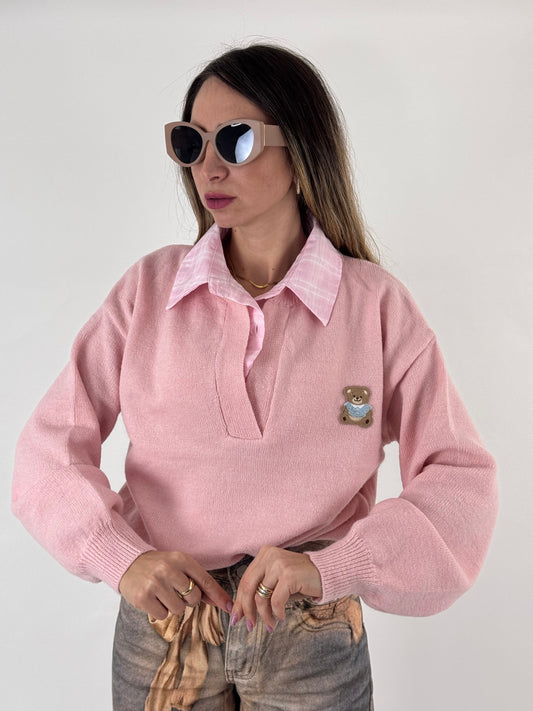 MAGLIONE TEDDY ROSA