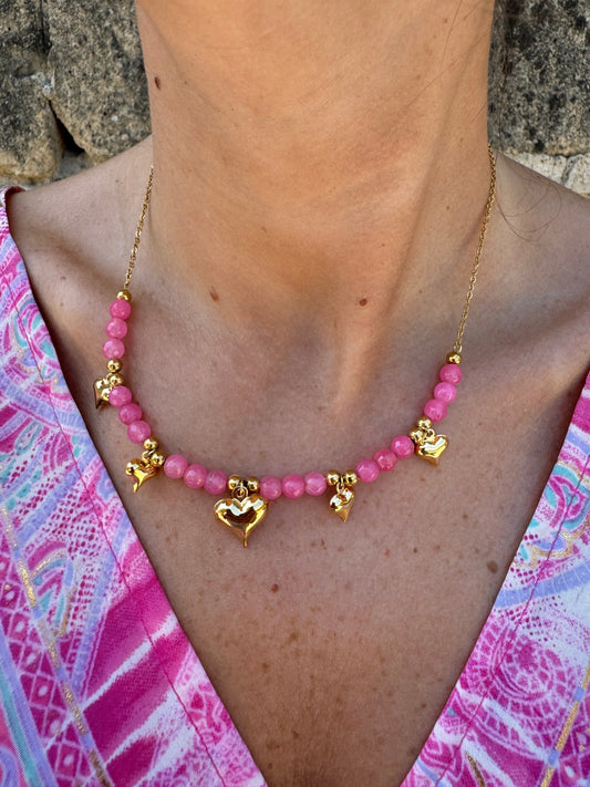 COLLANA PIETRE E CUORI