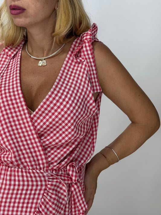 VESTITO QUADRETTI ROSSI