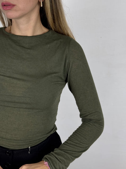 MAGLIETTINA MISTO CASHMERE VERDE