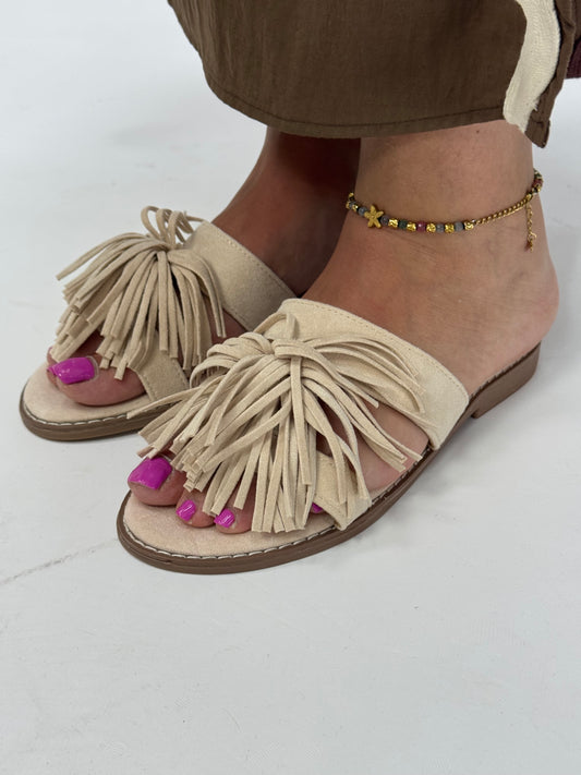 SANDALI FRANGE BEIGE