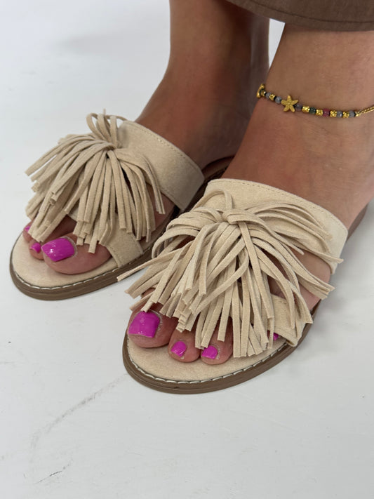 SANDALI FRANGE BEIGE