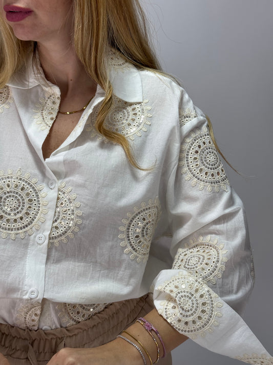 CAMICIA RICAMI BEIGE