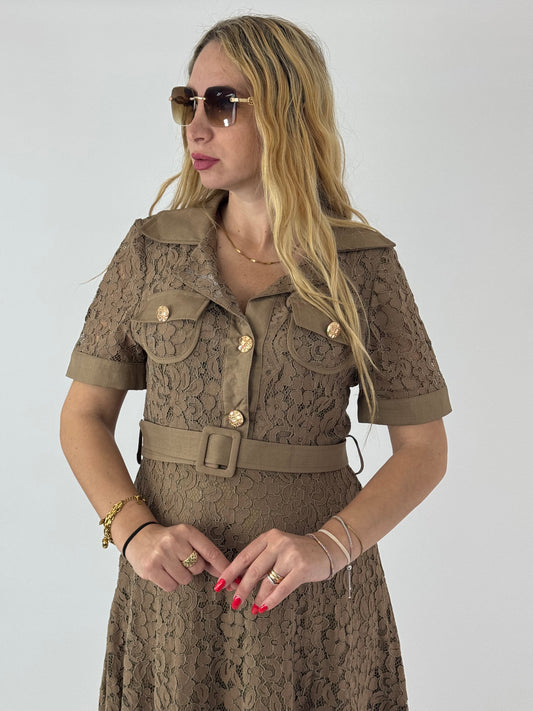 VESTITO PIZZO BEIGE