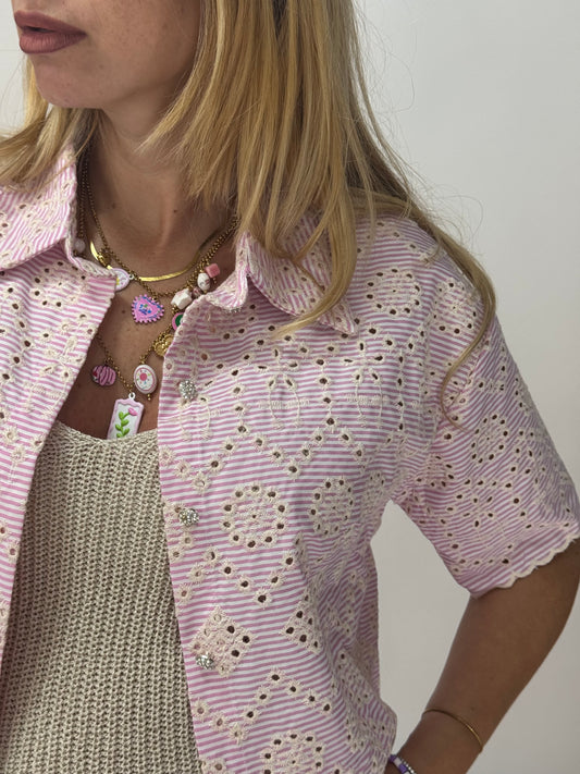 COORDINATO RIGHE ROSA