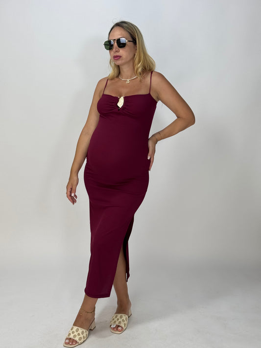 VESTITO A COSTINE  BORDEAUX